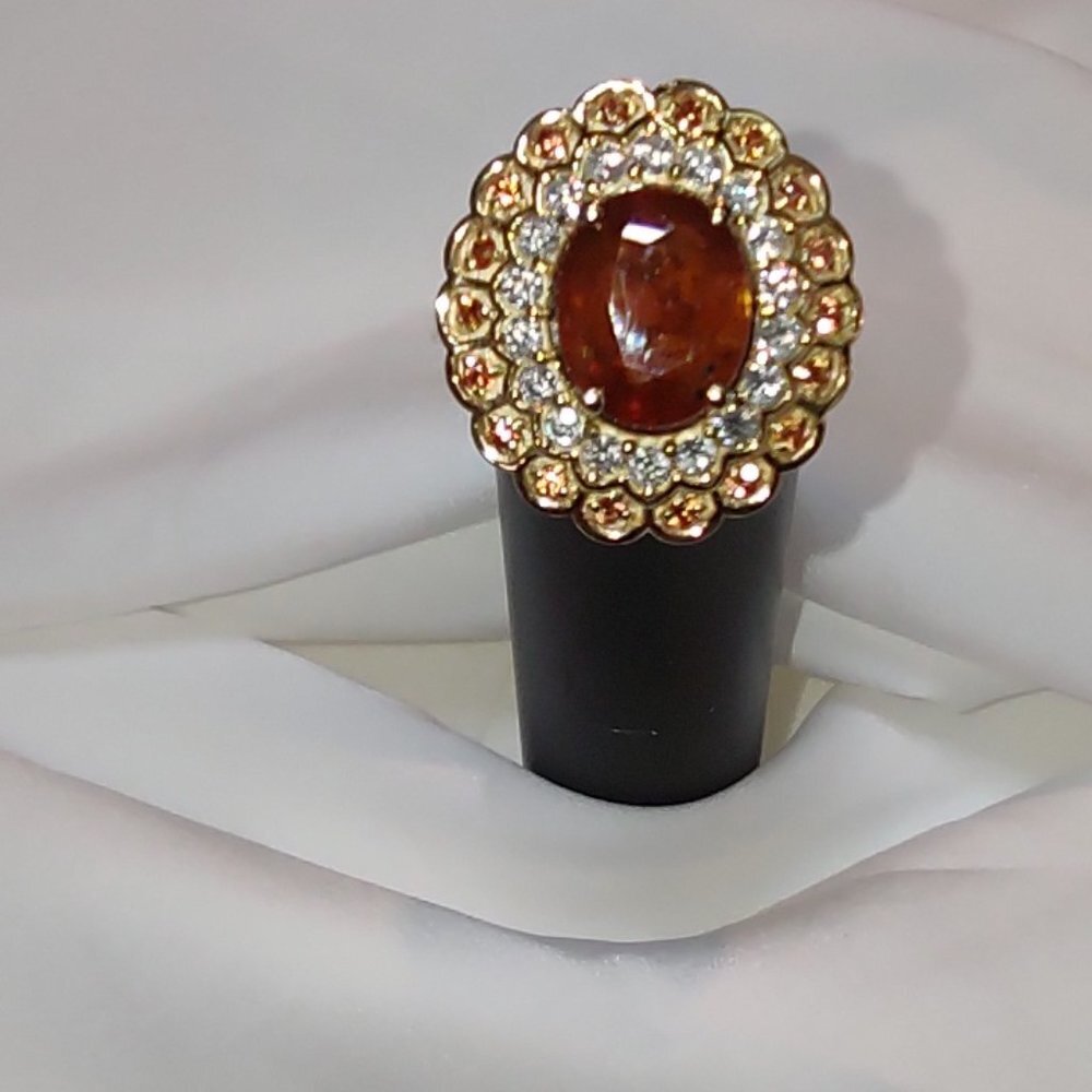 Citrine dark zircon and small citrine.  14k over sterling silver